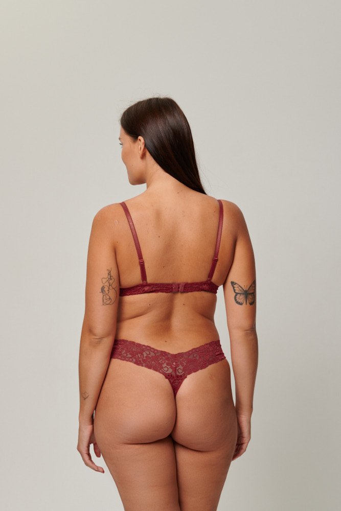 Lace Underwire Bra Burgundy