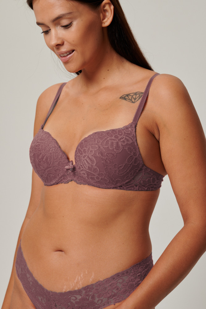 Lace Underwire Bra Dusty Pink