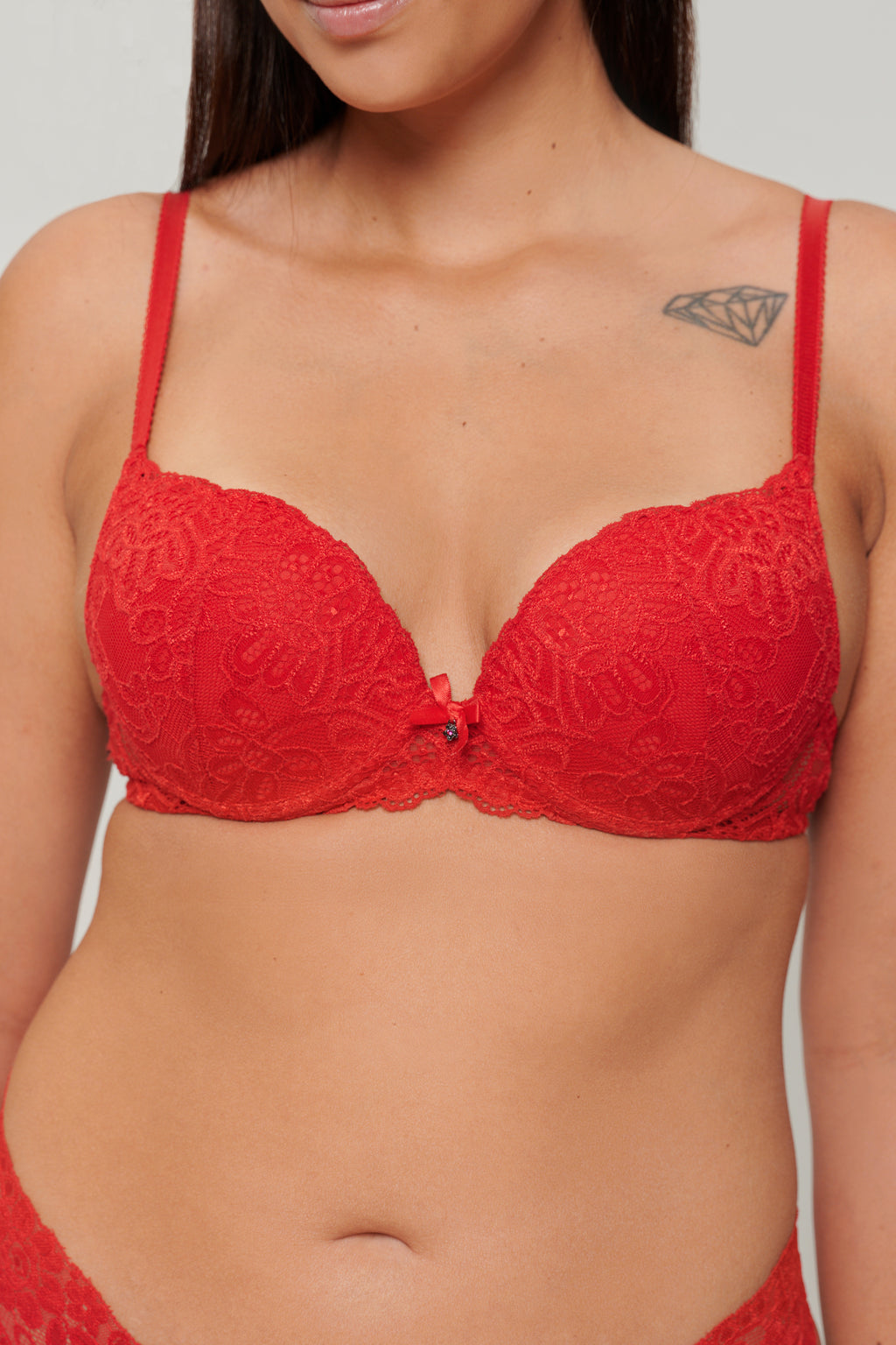 Lace Underwire Bra Red