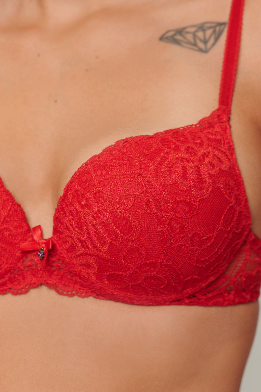 Lace Underwire Bra Red