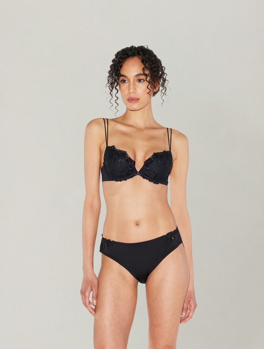 Midnight Embroidered Push-Up Bra